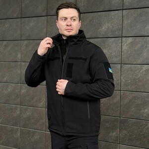 Фото - Чорна куртка з липучками Pobedov Shadow демісезонна - Men box