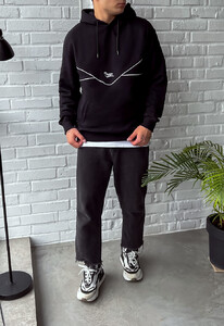 Фото - Брендоване чорне худі Staff kant & logo - Men box