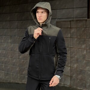 Фото - Чорна куртка Pobedov Setup із вставками кольору хакі - Men box