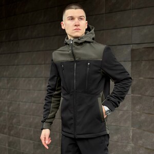 Фото - Чорна куртка Pobedov Setup із вставками кольору хакі - Men box