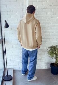 Фото - Базовое однотонное худи Staff basic beige oversize - Men box