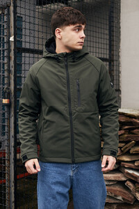 Фото - Однотонна куртка кольору хакі Staff soft shell re khaki - Men box