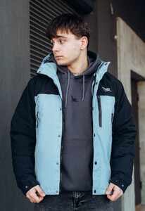 Фото - Черно-голубая демисезонная куртка Staff tul light blue & black - Men box