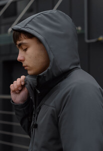 Фото - Однотонная серая куртка Staff soft shell ber dark gray - Men box