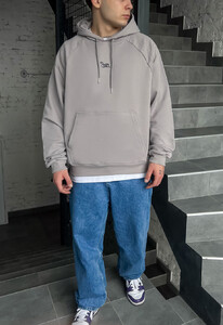 Фото - Серое мужское худи с логотипом Staff gray logo oversize - Men box