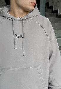 Фото - Серое мужское худи с логотипом Staff gray logo oversize - Men box