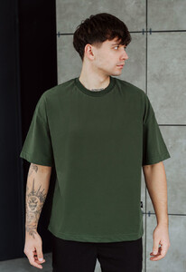 Фото - Чоловіча футболка кольору хакі Staff khaki basic oversize - Men box