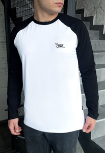 Фото - Мужской двухцветный лонгслив Staff logo white & black - Men box