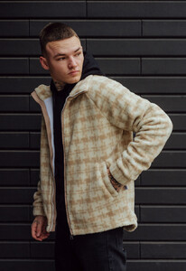 Фото - Хутряна куртка у клітку Staff vlas beige - Men box