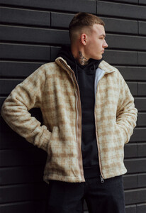 Фото - Хутряна куртка у клітку Staff vlas beige - Men box