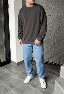 Фото - Темно-серый базовый свитшот Staff s dark gray oversize - Men box