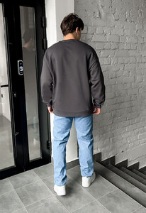 Фото - Темно-серый базовый свитшот Staff s dark gray oversize - Men box