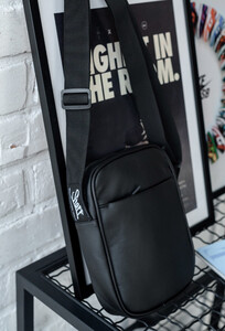 Фото - Сумка через плечо Staff leather black из экокожи - Men box