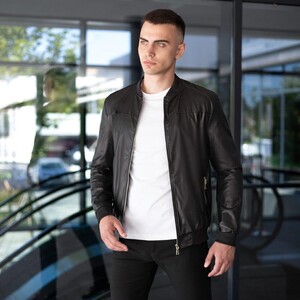 Фото - Кожаная куртка для мужчин Pobedov Orbit черного цвета - Men box