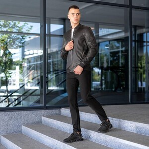 Фото - Кожаная куртка для мужчин Pobedov Orbit черного цвета - Men box