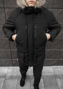 Фото - Черная однотонная парка от Pobedov seniora udacha - Men box