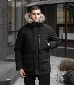 Фото - Черная однотонная парка от Pobedov seniora udacha - Men box