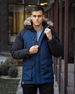 Фото - Чорна парка Pobedov seniora udacha з синіми вставками - Men box