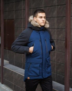 Фото - Чорна парка Pobedov seniora udacha з синіми вставками - Men box
