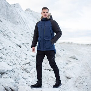 Фото - Чорна парка Pobedov seniora udacha з синіми вставками - Men box