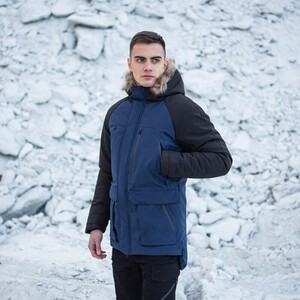 Фото - Чорна парка Pobedov seniora udacha з синіми вставками - Men box