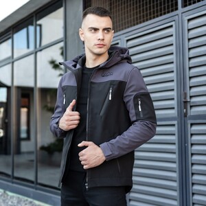 Фото - Чорно-сіра куртка Pobedov Korol' Lev демісезонна - Men box