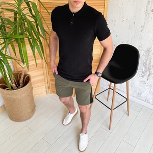 Фото - Шорты цвета хаки с черной вставкой Pobedov Lapsha - Men box