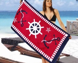 Фото - Полотенце для пляжа от бренда Shamrock красное с якорями - Men box