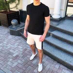 Фото - Бежевые мужские шорты Pobedov Lapsha с черными вставками - Men box