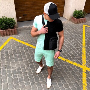 Фото - Ментолові шорти від бренду Pobedov Frame прямого крою - Men box