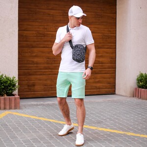 Фото - Ментолові шорти від бренду Pobedov Frame прямого крою - Men box