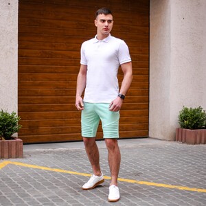 Фото - Ментолові шорти від бренду Pobedov Frame прямого крою - Men box