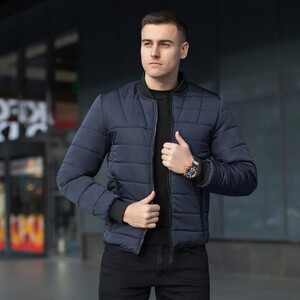 Фото - Чоловічий бомбер Pobedov Povezlo темно-синього кольору - Men box