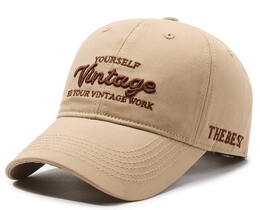 Фото - Всесезонная бежевая бейсболка от Narason с лого Vintage - Men box