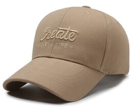Фото - Однотонная унисекс бейсболка Narason бежевая с лого Create - Men box