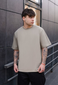 Фото - Серо-бежевая футболка Staff gray beige oversize - Men box