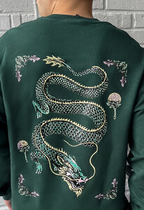 Фото - Зеленый свитшот с драконом Staff dragon oversize - Men box