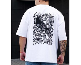 Фото - Футболка з принтом на спині Staff raven & logo oversize - Men box