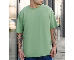 Фото - Світло-зелена однотонна футболка Staff light green oversize - Men box