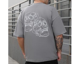 Фото - Сіра футболка з черепами Staff skulls oversize - Men box