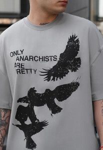 Фото - Сіра оверсайз футболка Staff only anarchists oversize - Men box
