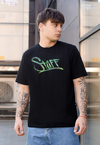 Фото - Чорна футболка із зеленим логотипом Staff green logo - Men box