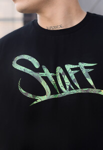 Фото - Чорна футболка із зеленим логотипом Staff green logo - Men box