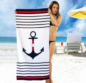Фото - Красивое пляжное полотенце в полоску с якорем - Men box