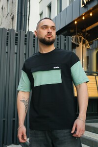 Фото - Двоколірна оверсайз футболка Intruder FreeDom чорно-м'ятного кольору - Men box