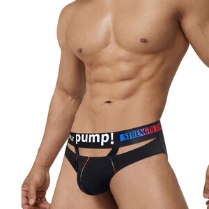 Фото - Труси бріфи з розрізами Pump чорного кольору - Men box