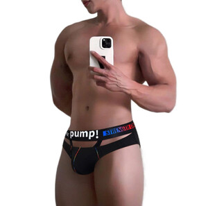 Фото - Труси бріфи з розрізами Pump чорного кольору - Men box