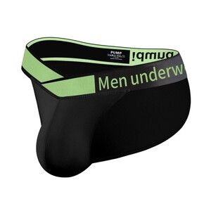 Фото - Труси танга Pump чорного кольору з яскравою резинкою - Men box