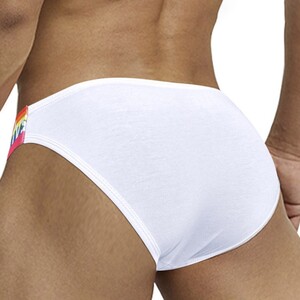 Фото - Мужские трусы танга ORLVS белые с яркой резинкой - Men box
