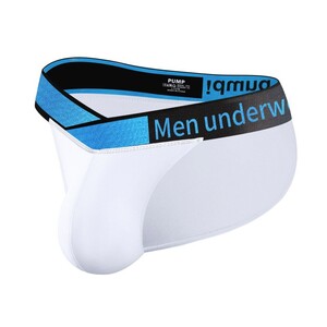 Фото - Чоловічі труси танга Pump білі з яскравою резинкою - Men box